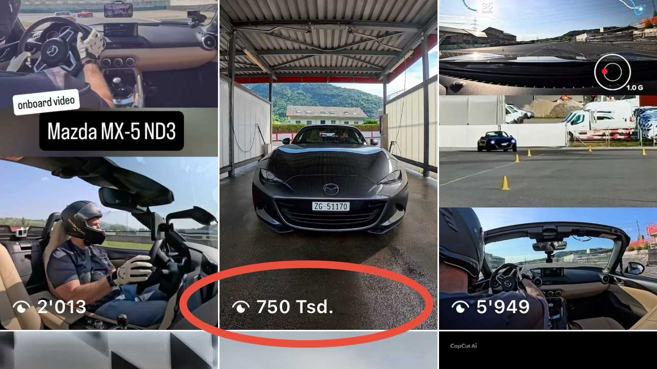 Reel-Übersicht zeigt 750K Views bei viralem Video
